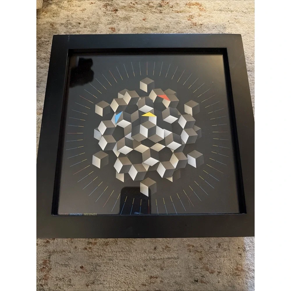 Clever Clocks Douglas Chalk Hexagon Mystery Desk Wall Clock Modern Op Art Works